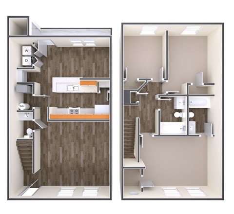 Floor plan for 3 beds, 2.5 baths, 1371 sqft